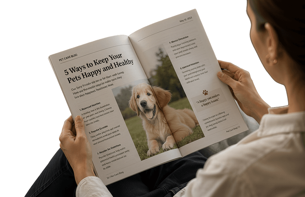 Person reading a pet travel magazine